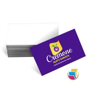CARTÕES DE VISITA - COUCHÊ 250G VERNIZ UV VERNIZ UV TOTAL FRENTE - 4X0 Couchê 250g 9x5cm 4x0 Verniz UV Total Frente Corte reto 