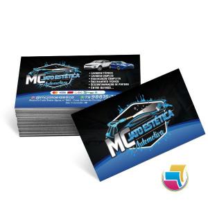 CARTÕES DE VISITA - COUCHÊ 300G VERNIZ UV VERNIZ UV TOTAL FRENTE - 4X4 Couchê 300g 9x5cm 4x4 Verniz UV Total Frente Corte reto 